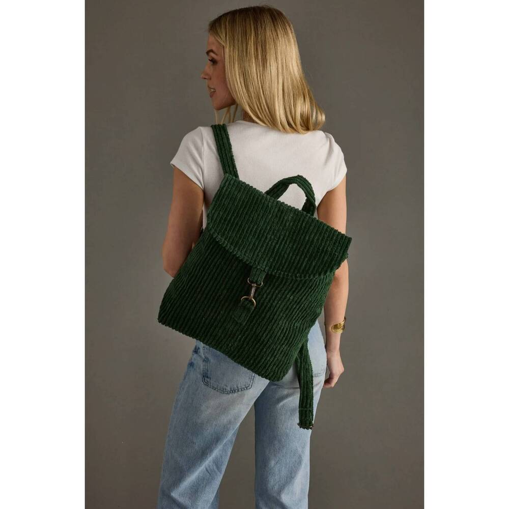 NEW PANACHE women's corduroy backpack in dark green